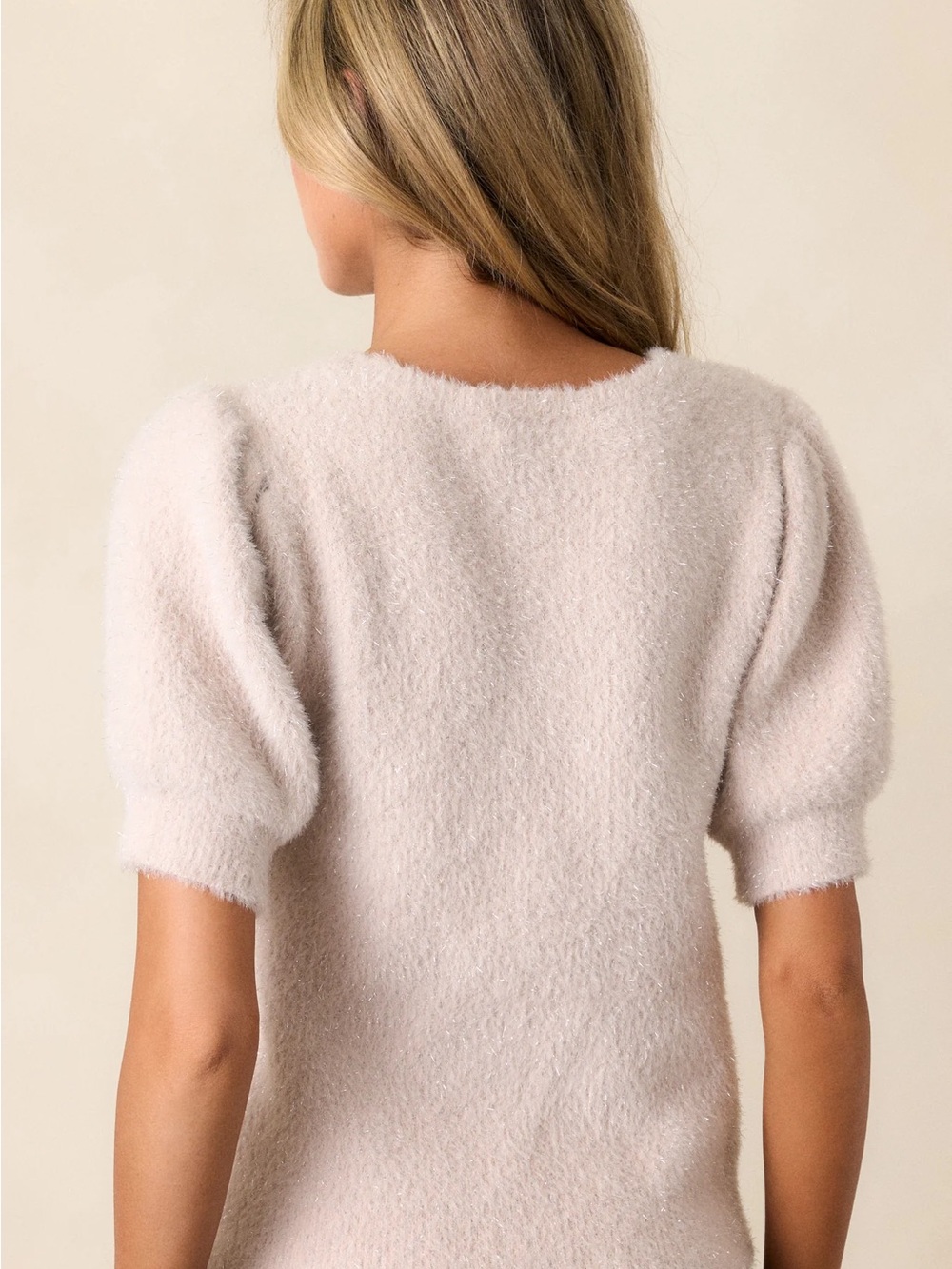 Bailey 44 Blush Puff Sleeve Fuzzy Knit Top